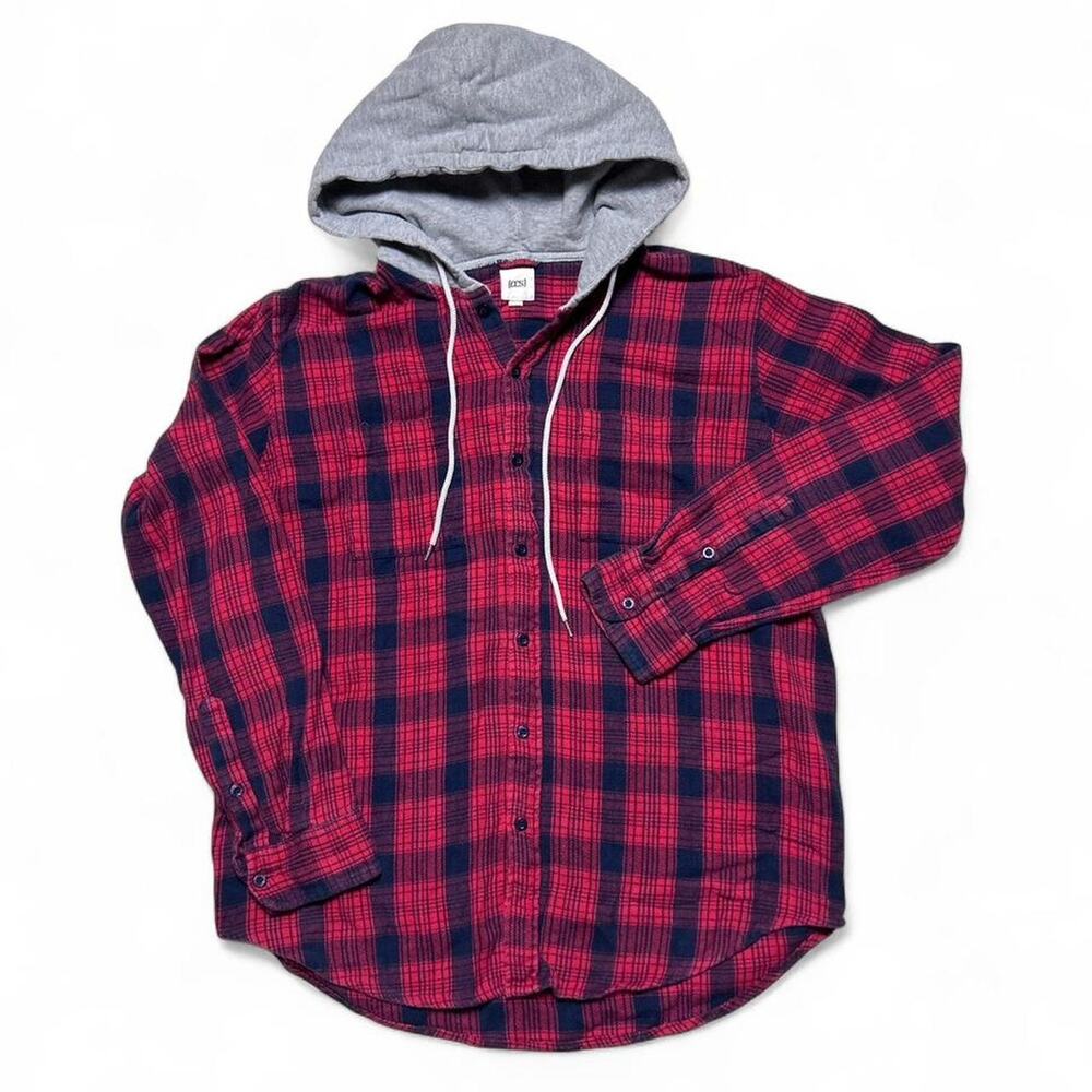 CCS Skateboards Y2k Vintage Cotton Plaid Flannel Hoodie Shirt Medium